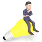Lightbulb Thinking Indicates Power Source And Character 3d Rende Stock Photo