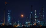 Beautiful Night Scene Landscape Of Oil And Gas Refinery Factory Stock Photo
