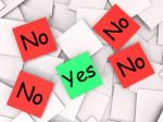 Yes No Post-it Notes Mean Positive Or Declining Stock Photo