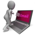 Email On Laptop Shows E-mail Mailing Or Correspondence Stock Photo
