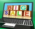 Big Sale Message On Laptop Shows Online Discounts Stock Photo