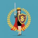 Woman With Shield Sword And Golden Wreath Stock Photo