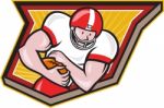 American Football Running Back Run Shield Cartoon Stock Photo