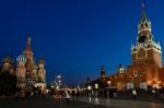 Saint Basil Cathedral And Kremlin Palace Stock Photo