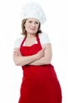 Beautiful Middle Aged Female Chef Stock Photo