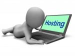 Hosting Character Laptop Shows Www Internet Or Website Host Stock Photo