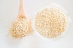 Raw Organic White Quinoa Seeds Stock Photo