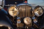 Close-up Of The Front Of Vintage Bentley Stock Photo