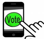 Vote Button Displays Options Voting Or Choice Stock Photo