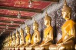 Golden Buddha Atwat Suthat Thepphawararam Is A Royal Temple  In Stock Photo