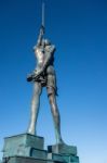 View Of Damien Hirst's Verity At Ilfracombe Harbour Stock Photo