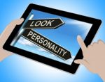 Look Personality Tablet Shows Appearance And Character Stock Photo