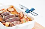 Beef Olives With Vegetables Stock Photo