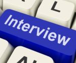 Interview Key Shows Interviewing Interviews Or Interviewer Stock Photo