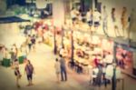 Blurred People In The Night Market Stock Photo