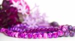 Feminine And Romantic Pearls And Flowers In Violet Tone Stock Photo