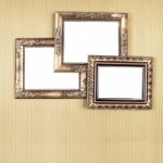 Group Of Old Picture Frames On Wall Stock Photo