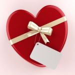 Gift Tag Indicates Heart Shape And Gift-box Stock Photo