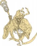 Grim Reaper Lacrosse Stick Drawing Stock Photo