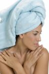 Young Lady Wearing Towel Stock Photo