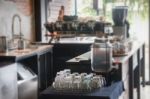 Daytime Indy Espresso Bar Interior Stock Photo