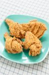 Fried Chicken On Green Dish Stock Photo