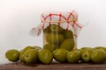 Artisanal Preparation Of Healthy Pickles Of Green Olives Stock Photo
