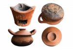 Old Clay Pot On White Background Stock Photo