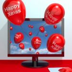 Balloons With Happy Xmas Stock Photo