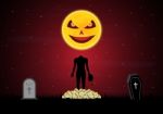 Halloween Headless Zombie Skull Gravestone Coffin Moon  Stock Photo