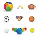 Collection Of Sports Balls Icons Stock Photo