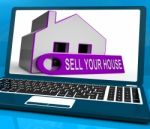 Sell Your House Home Laptop Means Property Available To Buyers Stock Photo