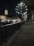 Zurich By Night At Limmat Stock Photo