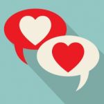 Hearts Speech Bubbles Represents Valentines Day And Chatting Stock Photo