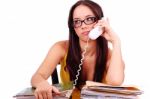 Stressed Woman On Phone Stock Photo