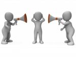 Loud Hailer Characters Show Megaphone Attention Explaining And B Stock Photo