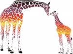 Surrealist Family Of Giraffes Stock Photo