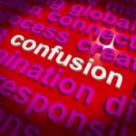 Confusion Word Cloud Means Confusing Confused Dilemma Stock Photo
