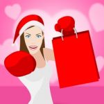 Woman Christmas Shopping Represents Retail Sales And Store Stock Photo