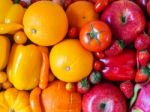 Colorful Fresh Fruits And Vegetables  Background, Healthy Eating Stock Photo