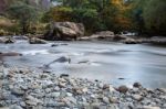 View Along The Glaslyn River In Autumn Stock Photo