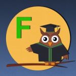 Alphabet F And Graduates Owl Stock Photo