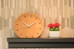 A Wooden Clock Stock Photo