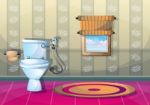 Cartoon  Illustration Interior Bathroom Stock Photo
