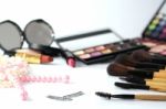 False Eyelash Mascara And Make-up Brush Stock Photo