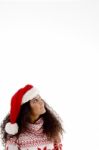 Young Female Wearing Christmas Hat Stock Photo
