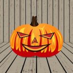 Halloween Pumpkin On Wood Stock Photo
