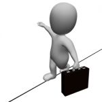 Balancing Tightrope Represents High Line And Balance 3d Renderin Stock Photo