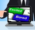 Excited Bored Keys Displays Exciting And Boring Websites Stock Photo
