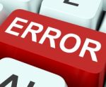 Error Key Shows Mistake Fault Or Defects Stock Photo